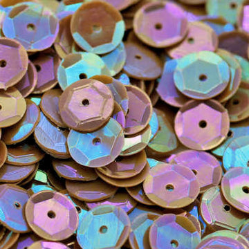 6mm Slightly Cupped Opaque Iridescent Brown