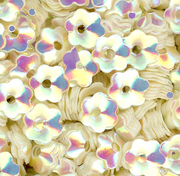4mm Cupped Flower Crystal Opaque Creme Puff