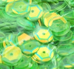 10mm Slightly Cupped Crystal Opaque Groovy Green 100 Grams