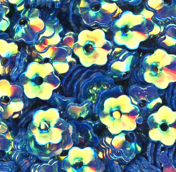 4mm Cupped Flower Crystal Opaque Blue Streak