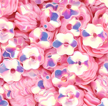 4mm Cupped Flower Crystal Opaque Powderpuff Pink 100 Grams