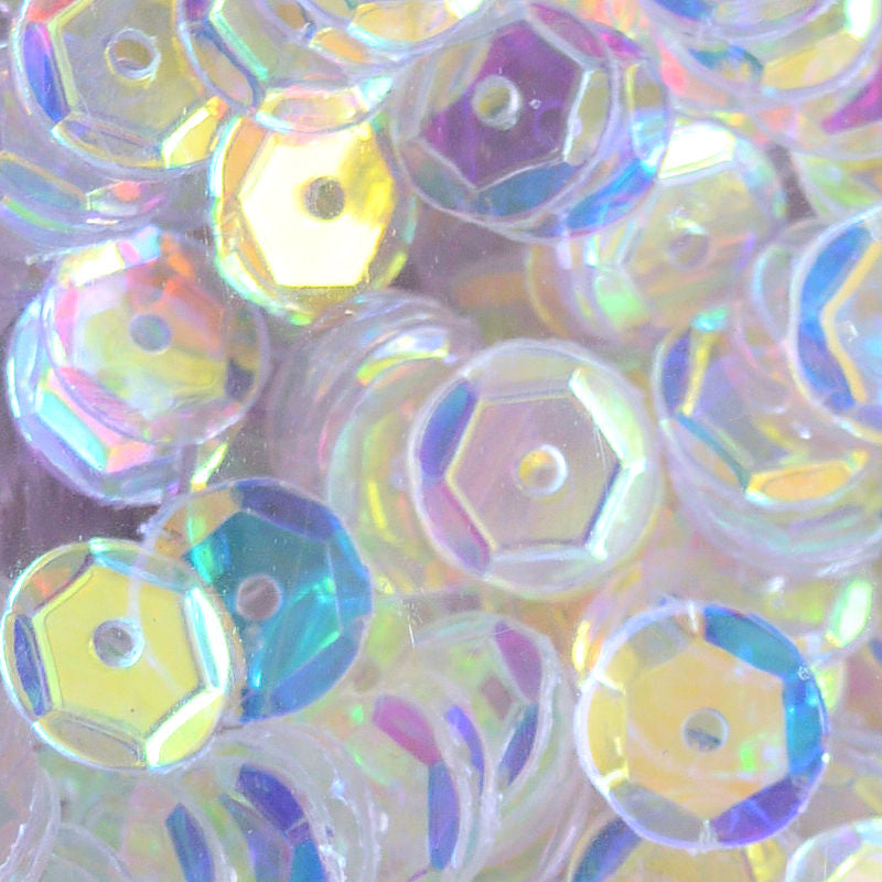 6mm Slightly Cupped Crystal Iris Clear AB 50 Grams