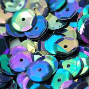10mm Slightly Cupped Iridescent Black