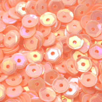 4mm Slightly Cupped Opaque Iridescent Pale Peach 100 Grams