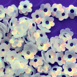 4mm Fully Cupped Opalescent Flower White Opal