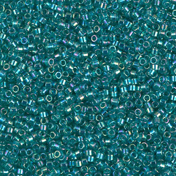 Delica 11/0 Transparent Caribbean Teal Rainbow