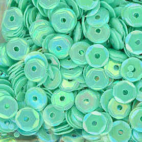 6mm Slightly Cupped Opaque Iridescent Seafoam