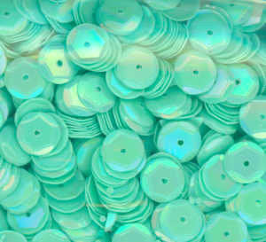 8mm Slightly Cupped Opaque Iridescent Seafoam