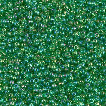 11/0 Miyuki Transparent Rainbow Lt Green 24-gram tube