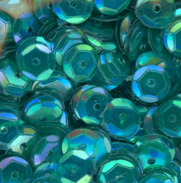 6mm Slightly Cupped Iridescent Dark Aqua 50 Grams