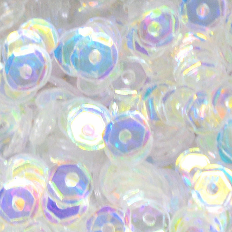 4mm Slightly Cupped Crystal Iris Clear AB 50 Grams