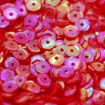 4mm Slightly Cupped Opaque Iridescent Red 50 Grams