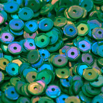 5mm Slightly Cupped Opaque Iridescent Christmas Green 50 Grams