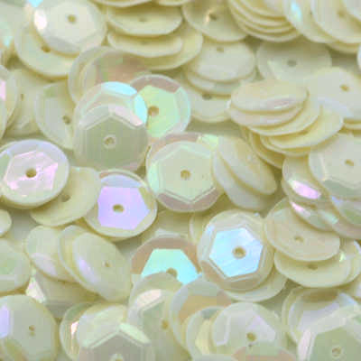 6mm Slightly Cupped Opaque Iridescent Vanilla 50 Grams