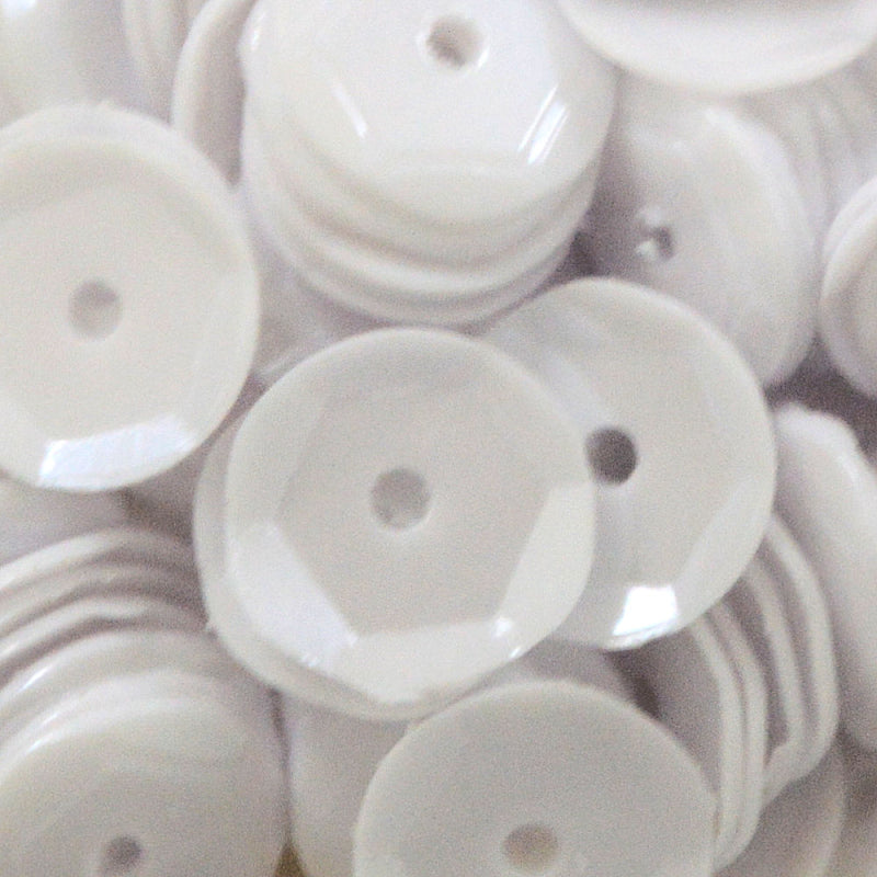 6mm Slightly Cupped Opaque White Glossy 50 Grams