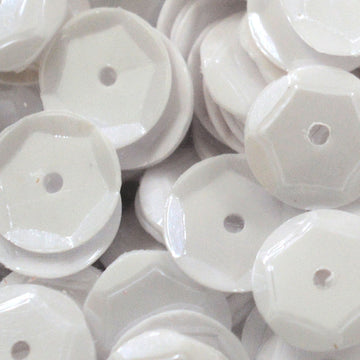8mm Slightly Cupped Opaque White Glossy 50 Grams