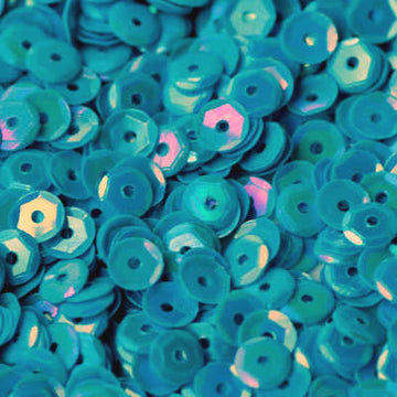 4mm Slightly Cupped Opaque Iridescent Dk Turquoise 50 Grams