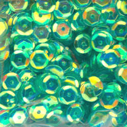 6mm Slightly Cupped Crystal Iris Tidal Teal 50 Grams