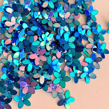 10mm Cupped Flower Crystal Metallic Royal Blue 50 Grams