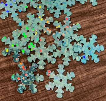 15mm Snowflake Hologram Aquamarine 50-grams