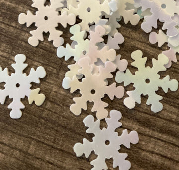 15mm Snowflake Opaque Iridescent White 50-grams
