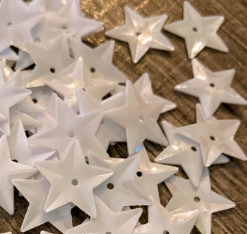 15mm Stars Opaque White Glossy