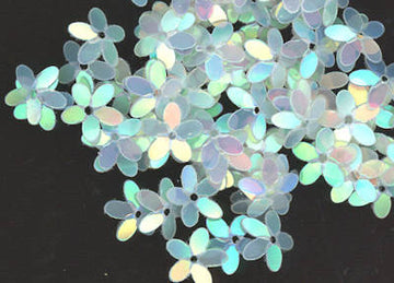 10mm Fully Cupped Flower Rainbow Pearl Clear