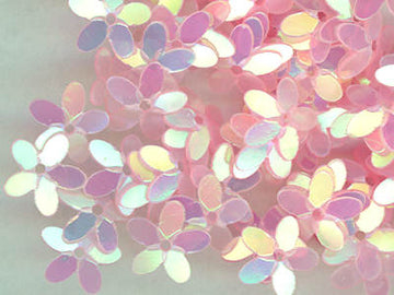 10mm Fully Cupped Flower Rainbow Pearl Pink Tulle 50 Grams