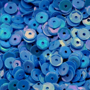 4mm Slightly Cupped Opaque Iridescent Blue