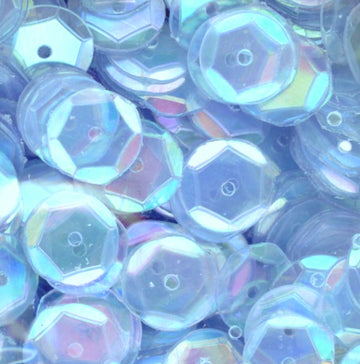 8mm Slightly Cupped Iridescent Pale Cornflower Blue 50 Grams