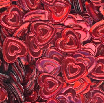 7mm Hearts Metallic Red