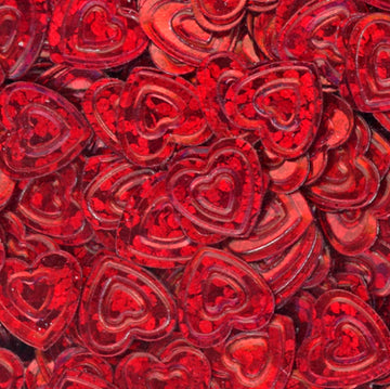7mm Hearts Hologram Red