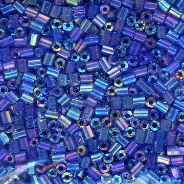2-cut Bead Iridescent Peacock Blue 100 Grams
