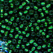 8/0 Bead Silver Lined Green 100 Grams