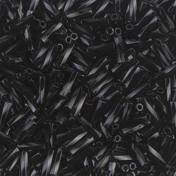 6mm Twist Bugle Bead Black Glossy