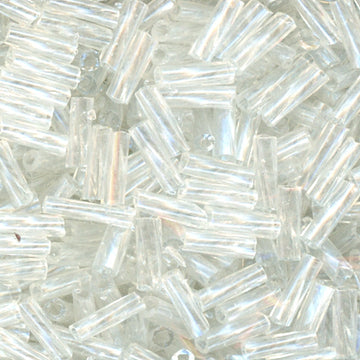 6mm Twist Bugle Bead Clear Glossy 100 Grams