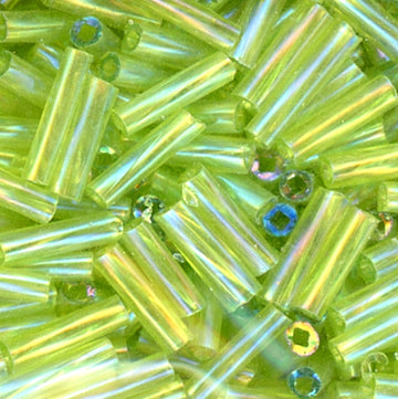 6mm Twist Bugle Bead Iridescent Chartreuse 500 Grams