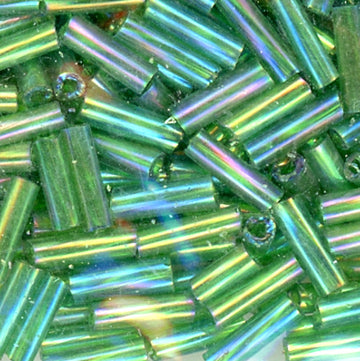 6mm Twist Bugle Bead Iridescent Christmas Green 500 Grams