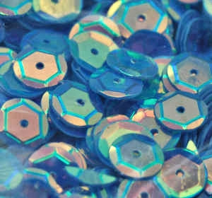 10mm Slightly Cupped Crystal Opaque Blue Streak