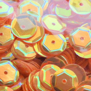 10mm Slightly Cupped Crystal Opaque Tangy Tangerine 100 Grams