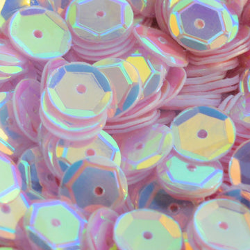 10mm Slightly Cupped Crystal Opaque Powderpuff Pink 100 Grams