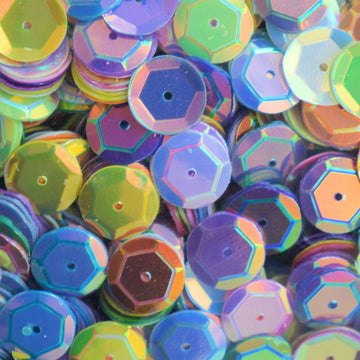 10mm Slightly Cupped Crystal Opaque Mix 100 Grams