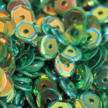 5mm Slightly Cupped Crystal Opaque Christmas Green