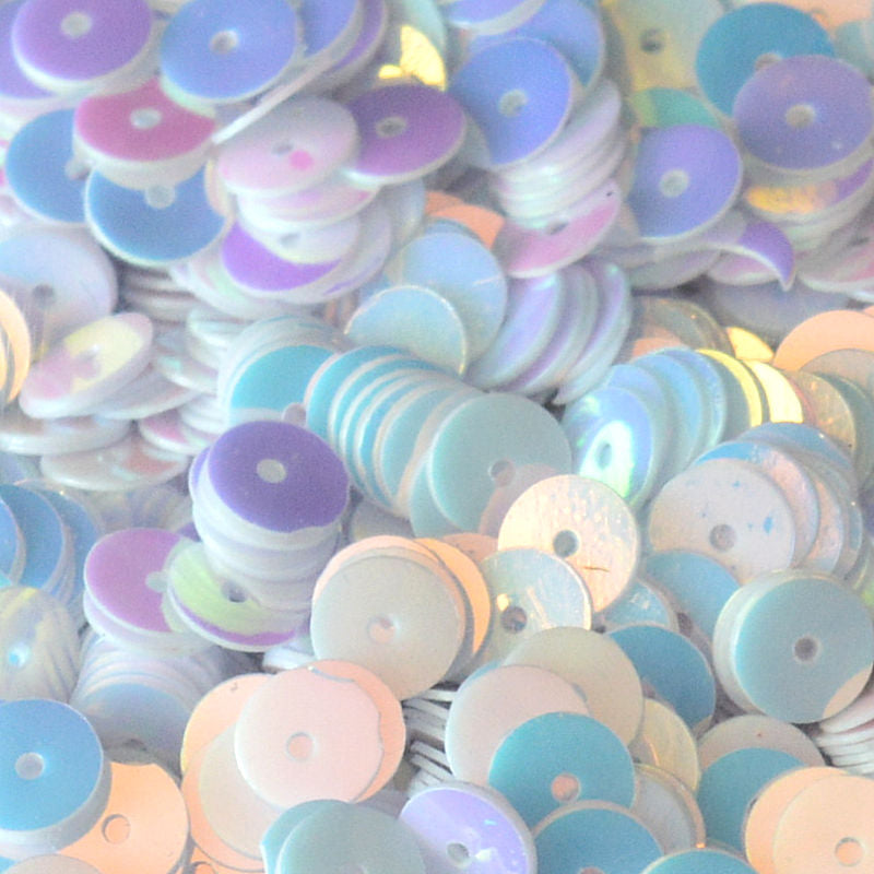 6mm Flat Crystal Opaque White 50 Grams