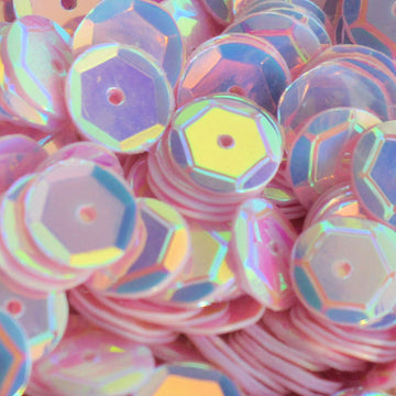 8mm Slightly Cupped Crystal Opaque Powderpuff Pink 100 Grams