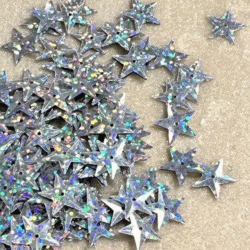 15mm Stars Hologram Silver- 1000 count