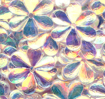 15mm Flower Crystal Iris Clear AB 100 Grams