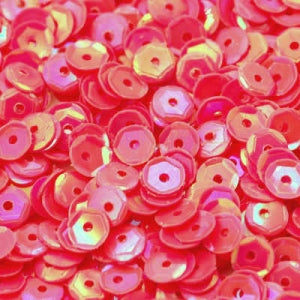 5mm Slightly Cupped Opaque Iridescent Watermelon 100 Grams
