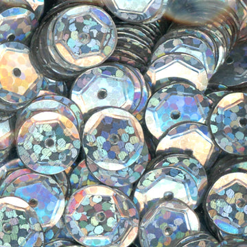 10mm Slightly Cupped Hologram Silver