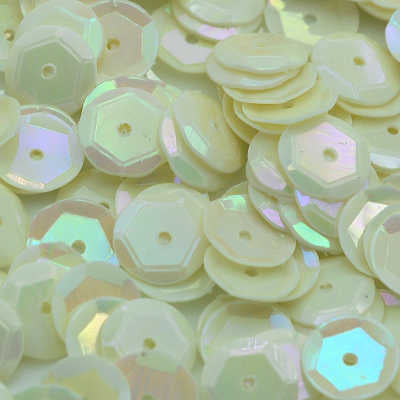 8mm Slightly Cupped Opaque Iridescent Vanilla 100 Grams